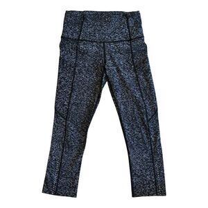 Lululemon Black White Polka Dot Wunder Under High-Rise Crop 21" Size 4